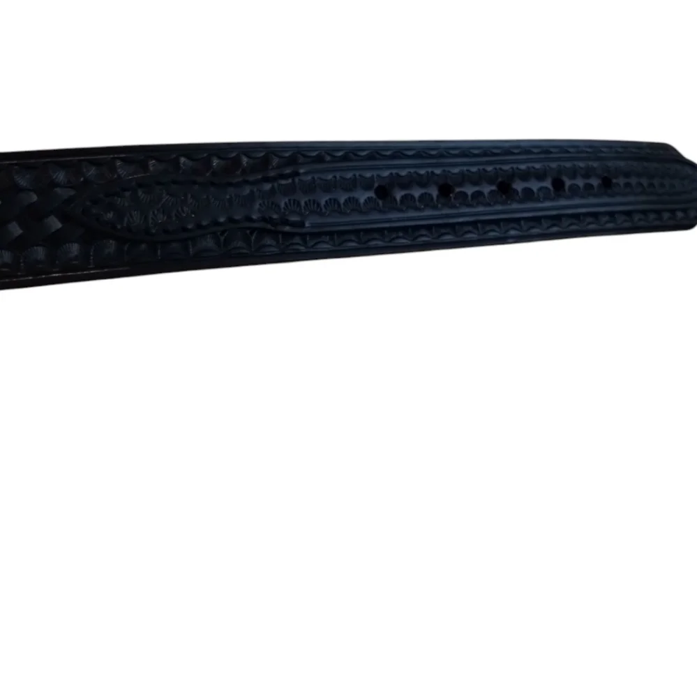 Men's Dutyman Basketweave Style Black Leather Belt with Silver Buckle Size 40